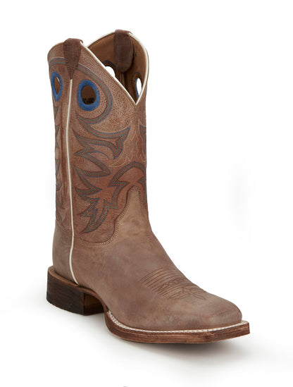 Justin Boots Caddo Square Toe Cowhide Mens Brown Cowboy Western Boots