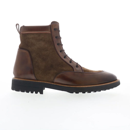 Pastori by Di Bianco Macrinus Mens Brown Leather Lace Up Casual Dress Boots