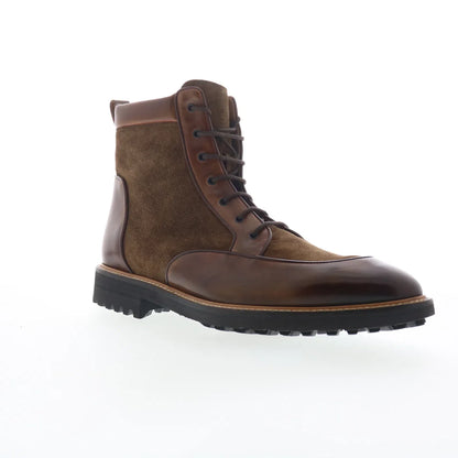 Pastori by Di Bianco Macrinus Mens Brown Leather Lace Up Casual Dress Boots