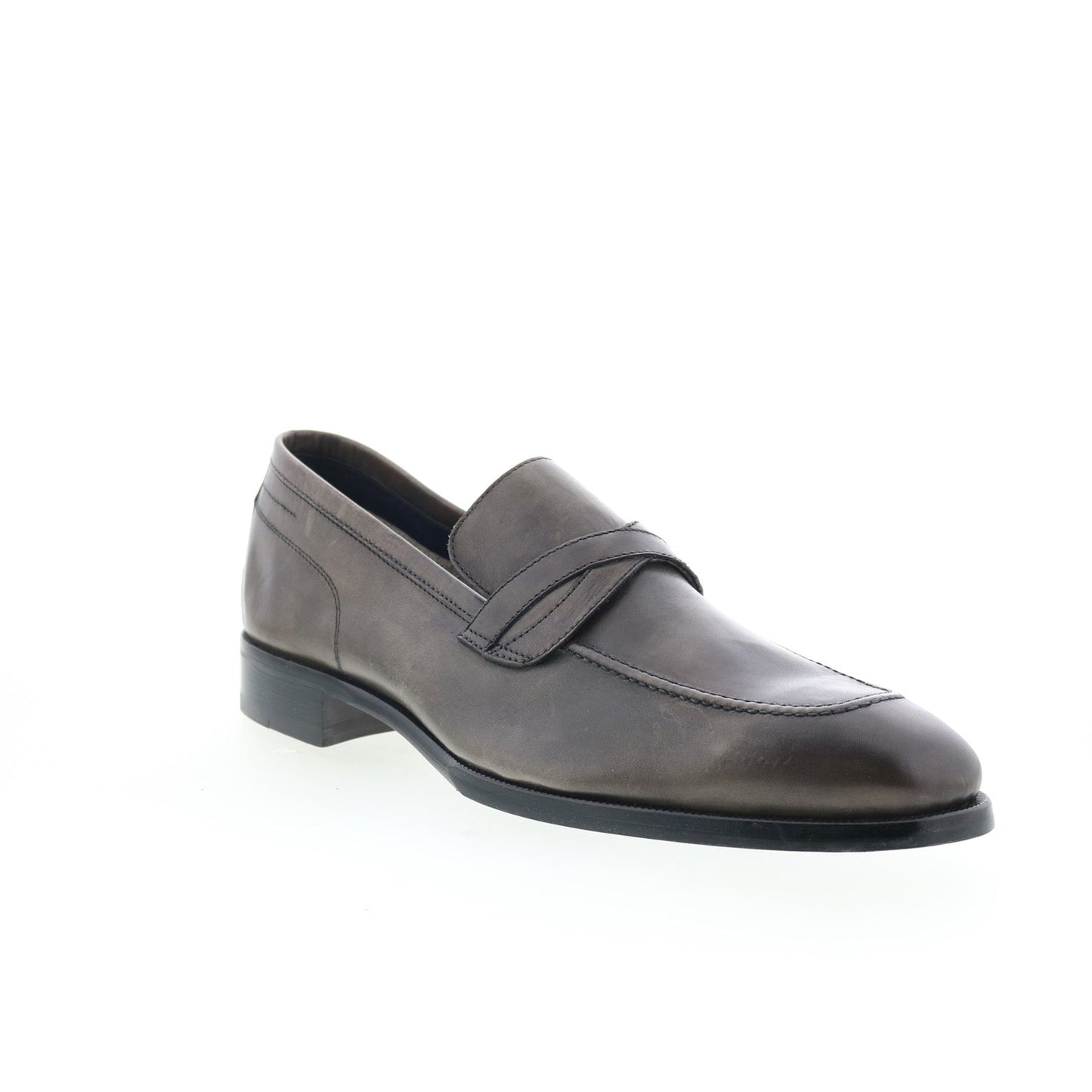 Di Bianco Manzoni Mens Gray Leather Slip On Loafers & Slip Ons Penny Shoes