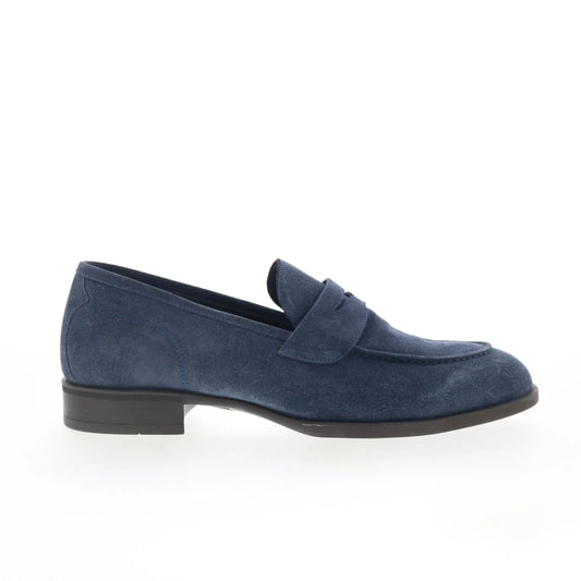 Di Bianco Miseno Mens Blue Suede Slip On Loafers & Slip Ons Penny Shoes