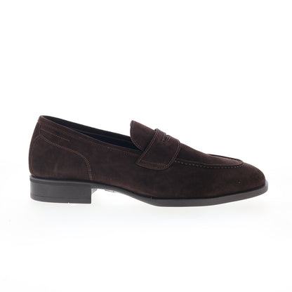 Di Bianco Miseno Mens Brown Suede Slip On Loafers & Slip Ons Penny Shoes