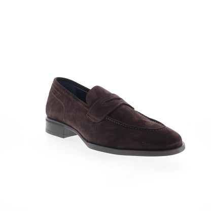 Di Bianco Miseno Mens Brown Suede Slip On Loafers & Slip Ons Penny Shoes