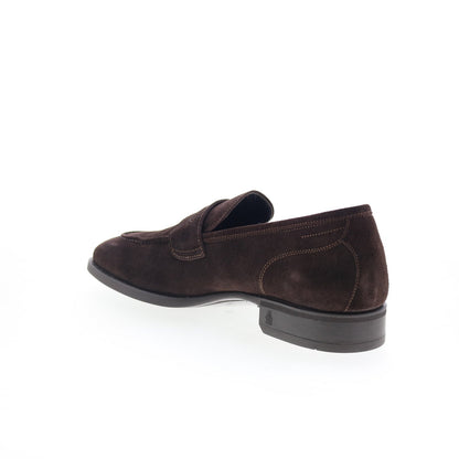 Di Bianco Miseno Mens Brown Suede Slip On Loafers & Slip Ons Penny Shoes
