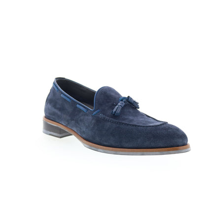 Di Bianco Napoli Mens Blue Suede Slip On Loafers & Slip Ons Casual Shoes