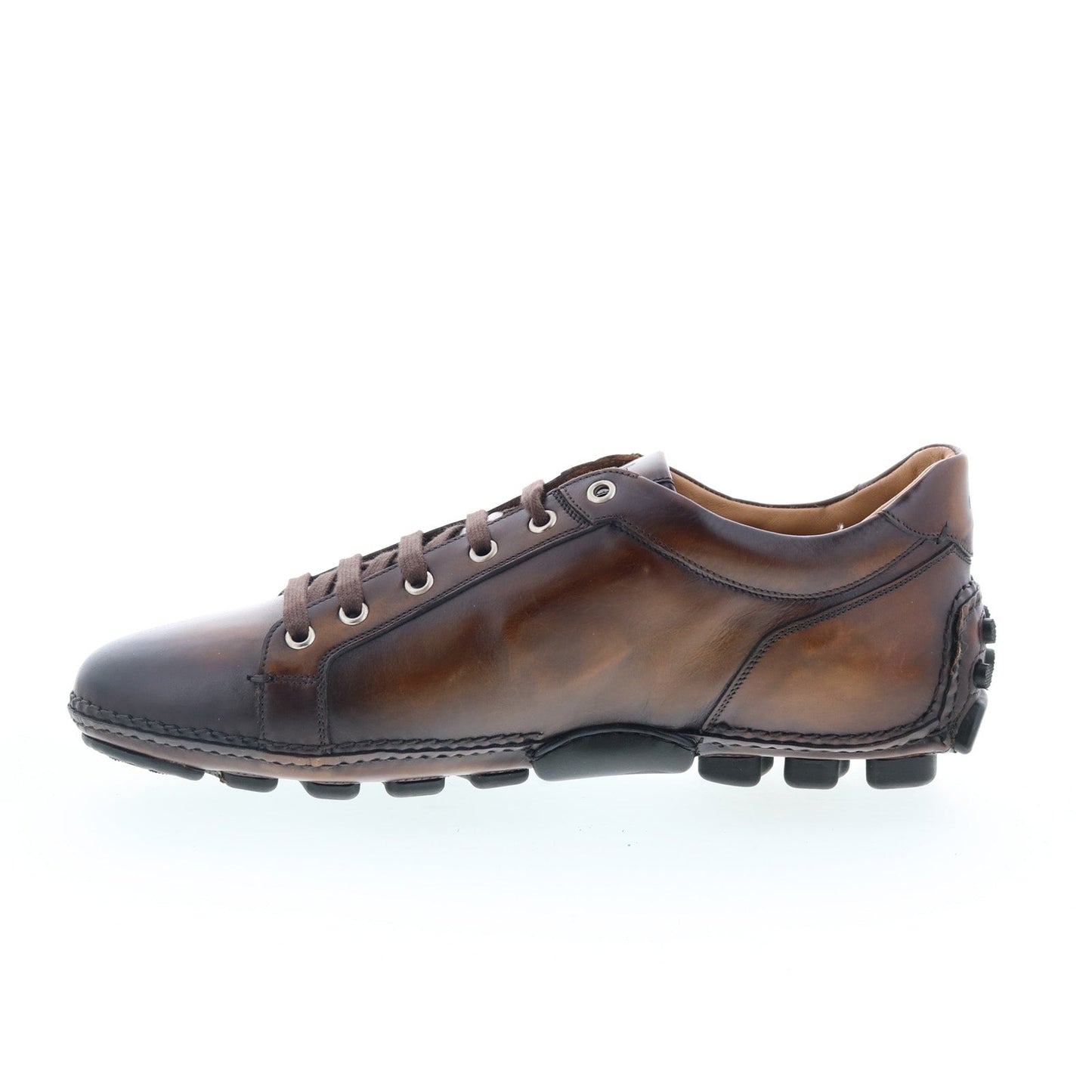 Di Bianco Olimpico Mens Brown Leather Lace Up Lifestyle Sneakers Shoes