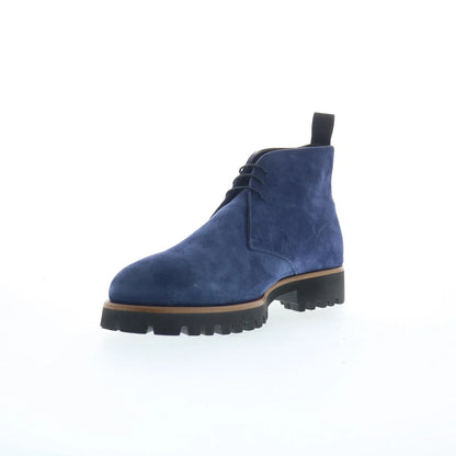Di Bianco Pinerolo Mens Blue Suede Lace Up Chukkas Boots