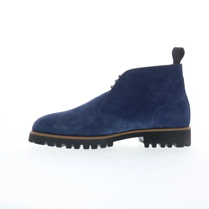 Di Bianco Pinerolo Mens Blue Suede Lace Up Chukkas Boots