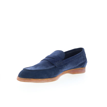 Di Bianco Procida Mens Blue Suede Slip On Loafers & Slip Ons Penny Shoes