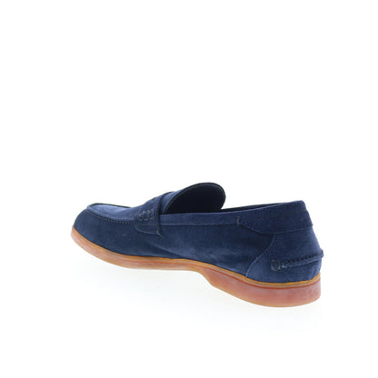 Di Bianco Procida Mens Blue Suede Slip On Loafers & Slip Ons Penny Shoes