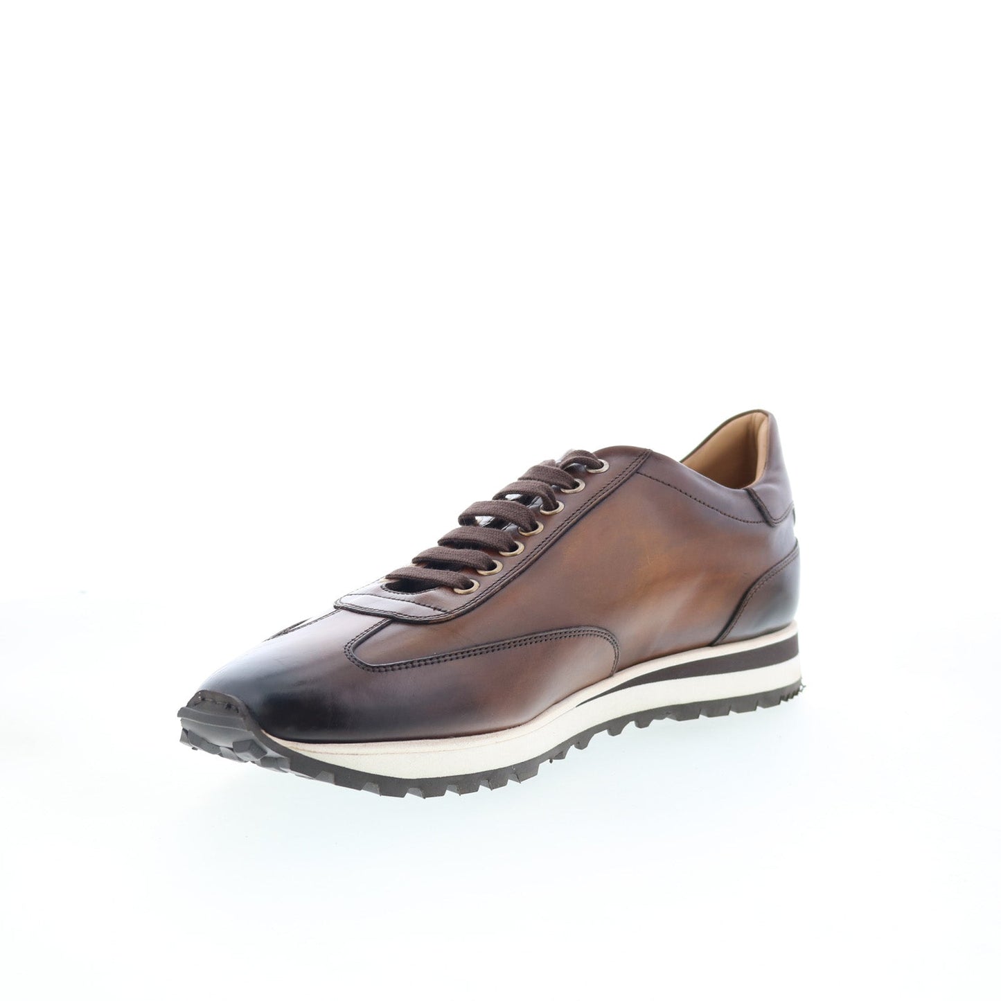 Di Bianco SB307 Mens Brown Leather Lace Up Lifestyle Sneakers Shoes