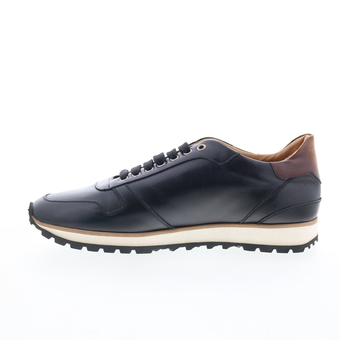 Di Bianco SB308 Mens Black Leather Lace Up Lifestyle Sneakers Shoes