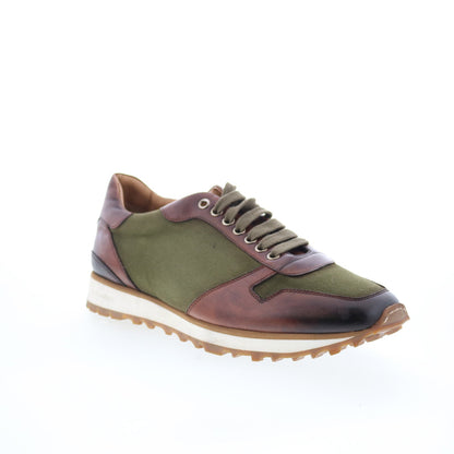 Di Bianco SB308 Mens Green Leather Lace Up Lifestyle Sneakers Shoes