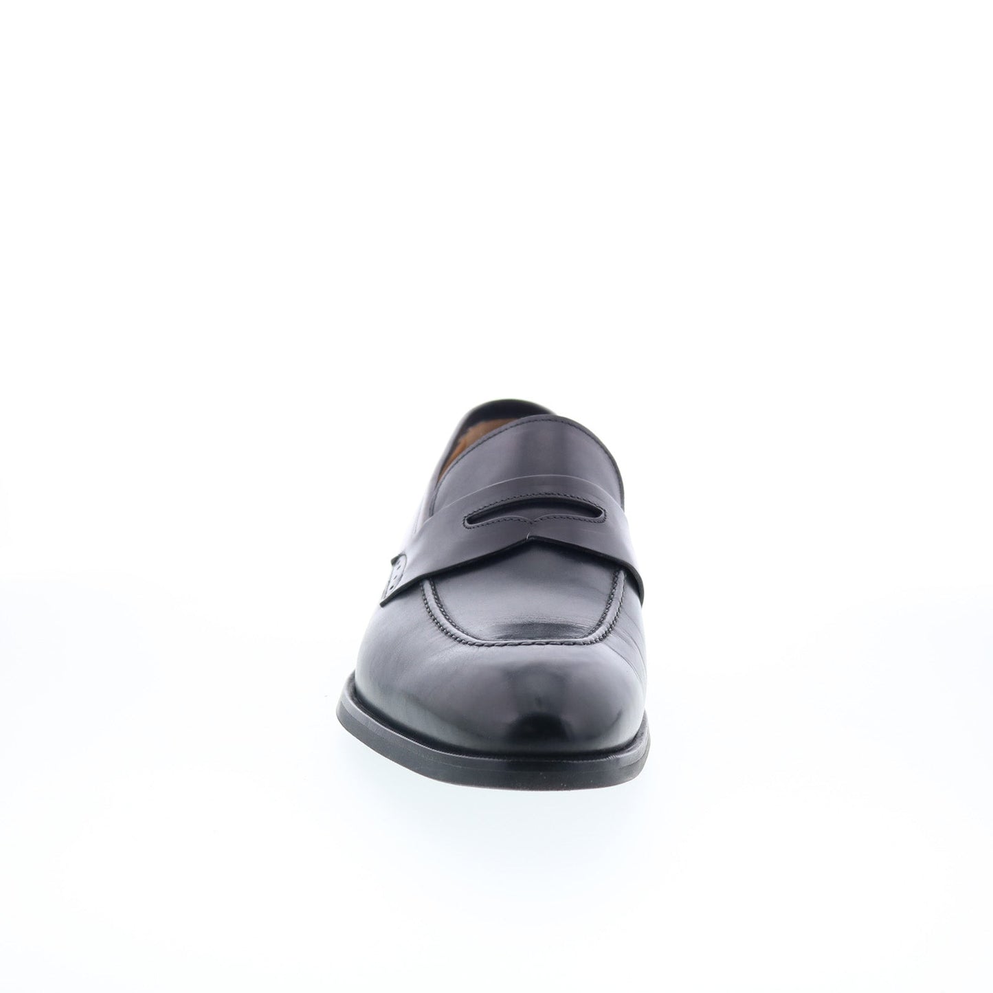 Di Bianco SC524 Mens Black Leather Slip On Loafers & Slip Ons Penny Shoes