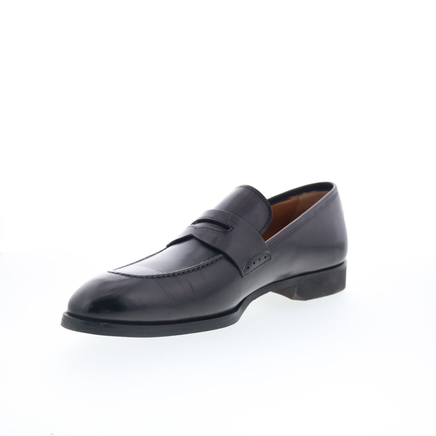 Di Bianco SC524 Mens Black Leather Slip On Loafers & Slip Ons Penny Shoes