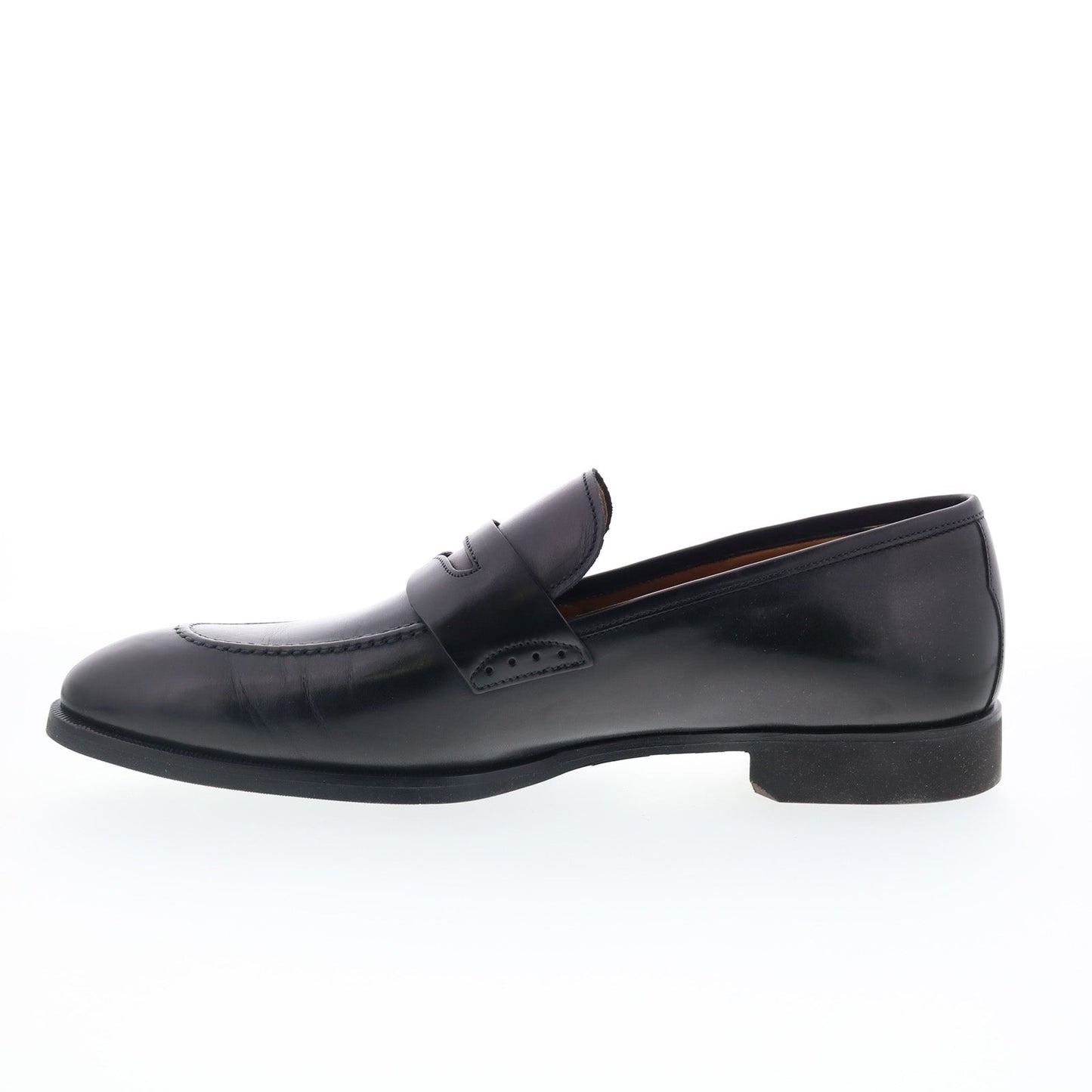 Di Bianco SC524 Mens Black Leather Slip On Loafers & Slip Ons Penny Shoes