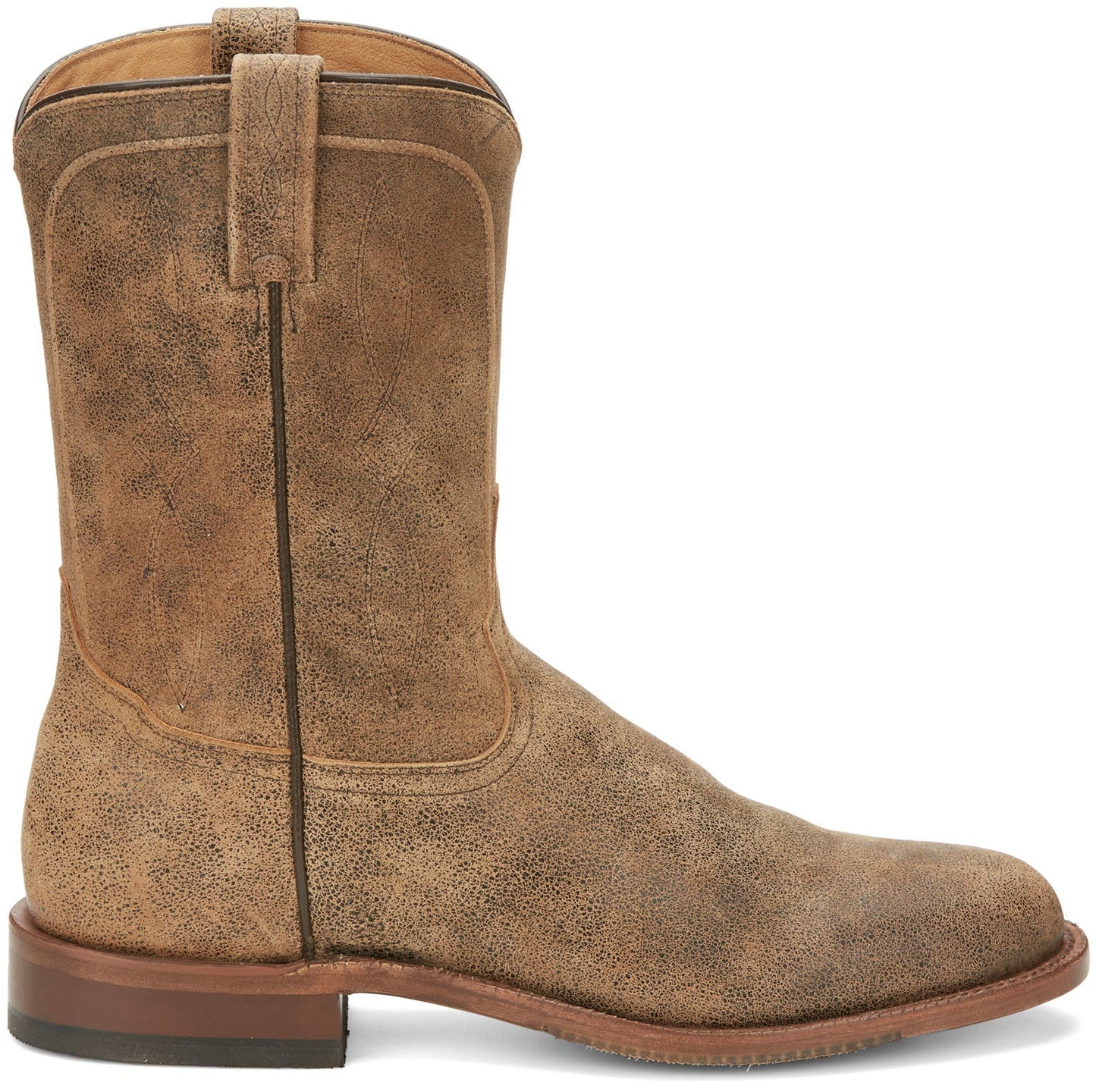 Tony Lama Monterey Round Toe Goat Mens Brown Wide Cowboy Western Boots