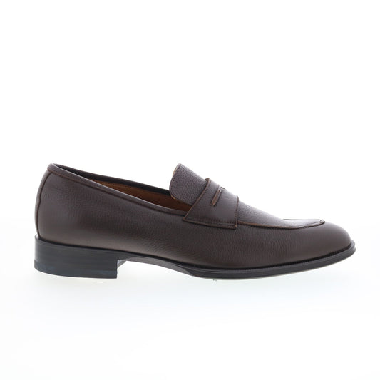 Pastori by Di Bianco Titus Mens Brown Leather Loafers & Slip Ons Penny Shoes