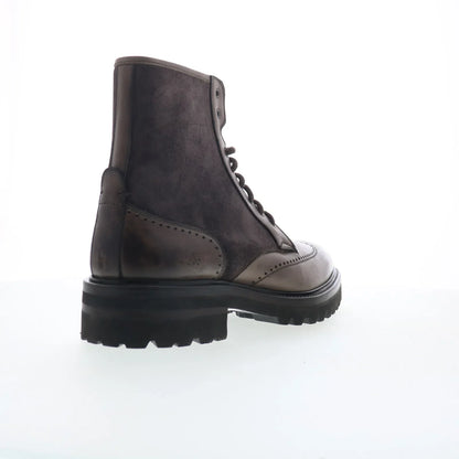 Di Bianco Trento Mens Gray Leather Lace Up Casual Dress Boots