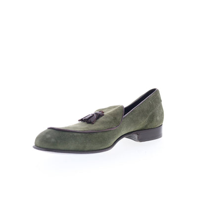 Di Bianco Vomero Mens Green Suede Slip On Loafers & Slip Ons Casual Shoes