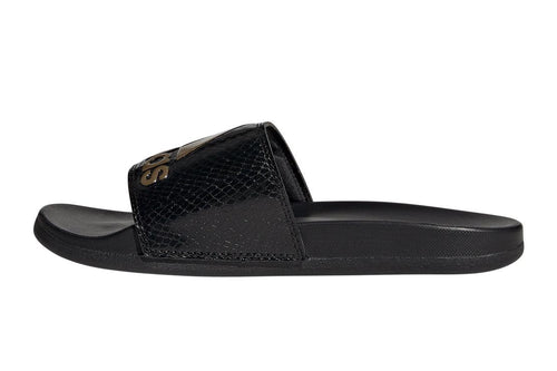 Adilette Comfort Slides Women's :Core Black | Gold Metallic