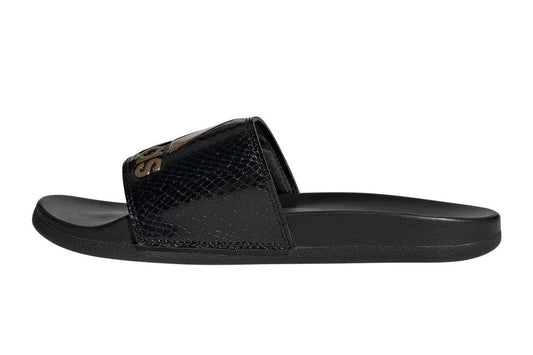 Adilette Comfort Slides Women's :Core Black | Gold Metallic