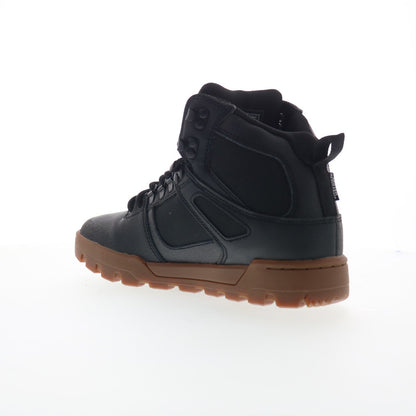 DC Pure High-Top Water Resistant Mens Black Leather Skate Sneakers Shoes
