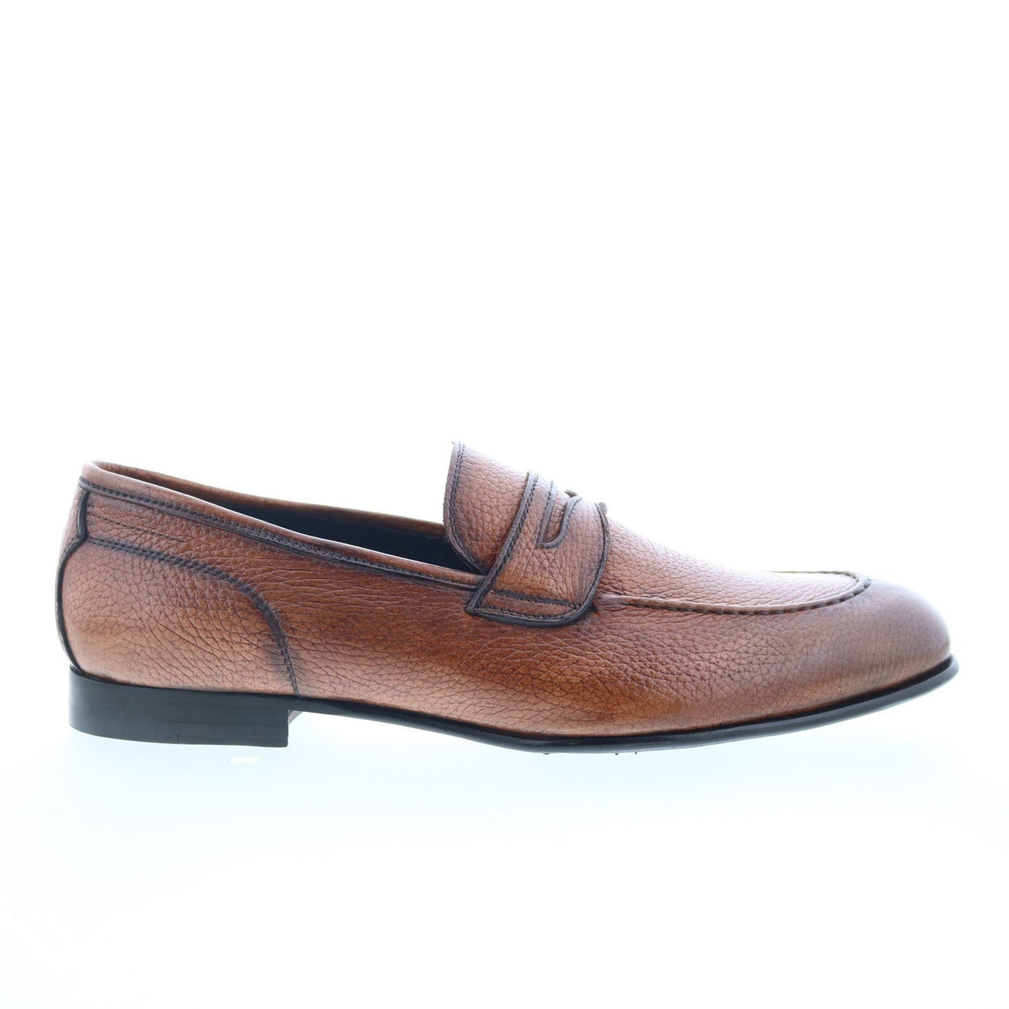 Di Bianco Agata Mens Brown Leather Slip On Loafers & Slip Ons Penny Shoes