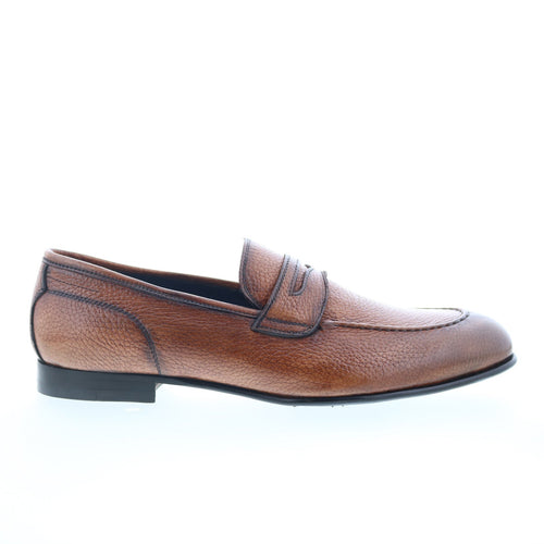 Di Bianco Agata Mens Brown Leather Slip On Loafers & Slip Ons Penny Shoes