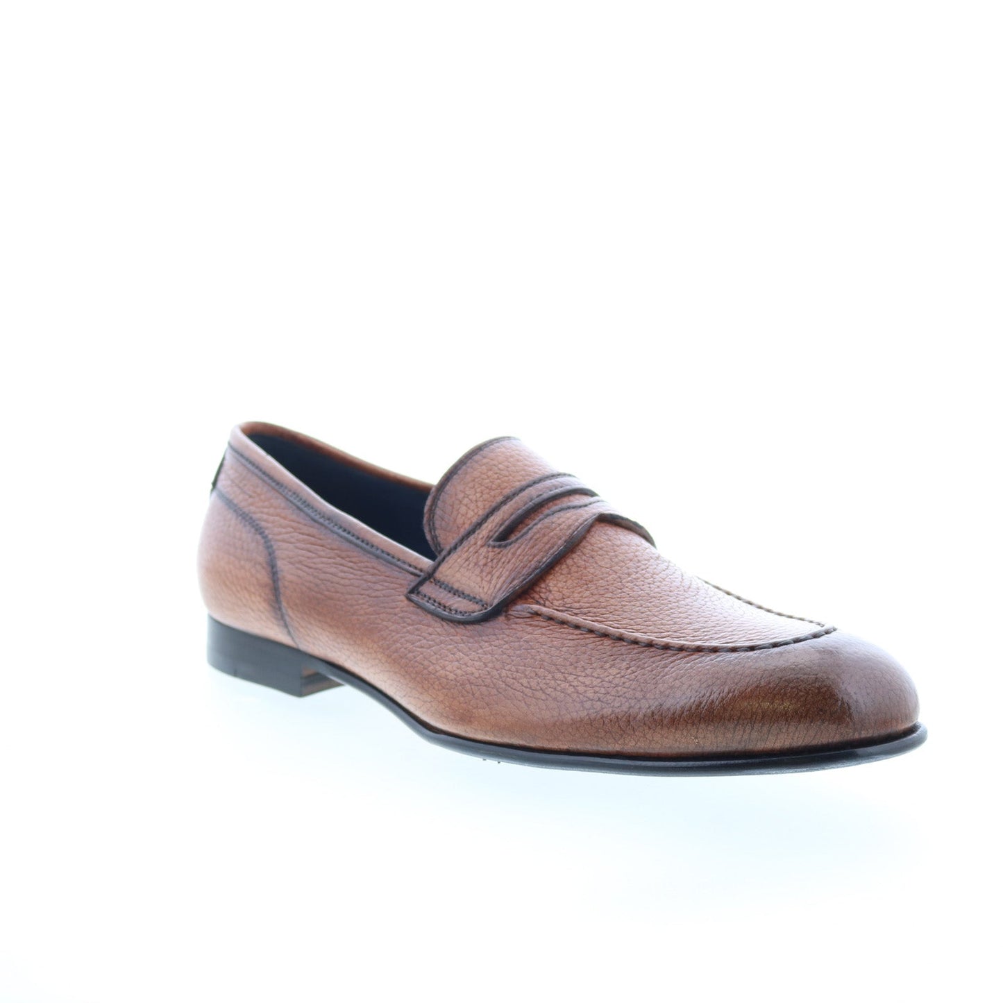Di Bianco Agata Mens Brown Leather Slip On Loafers & Slip Ons Penny Shoes