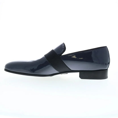 Di Bianco Andria Patent Tuxedo Mens Blue Loafers & Slip Ons Casual Shoes