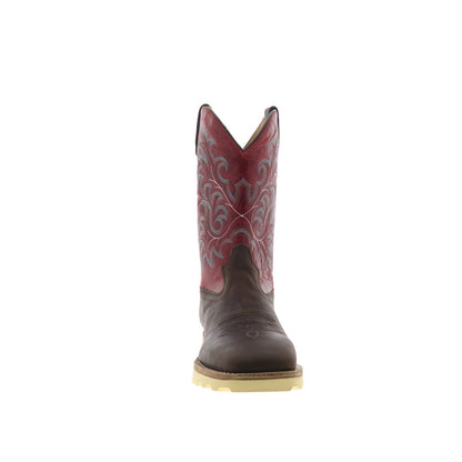 Jama Old West BSM1902 Mens Brown Leather Slip On Cowboy Western Boots