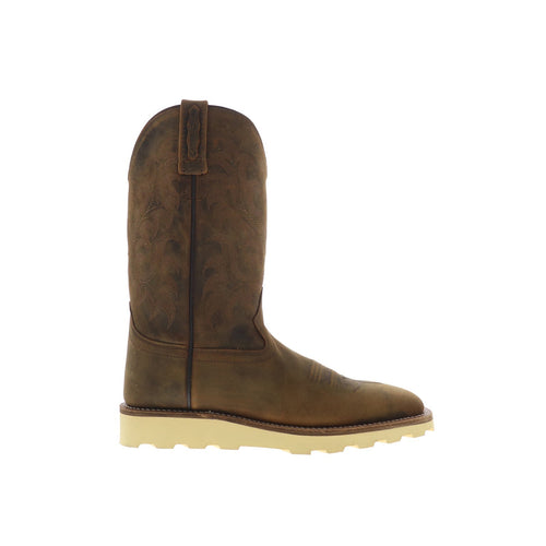 Jama Old West BSM1904 Mens Brown Nubuck Slip On Cowboy Western Boots