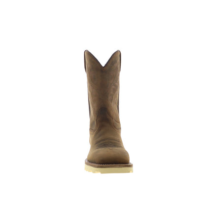 Jama Old West BSM1904 Mens Brown Nubuck Slip On Cowboy Western Boots