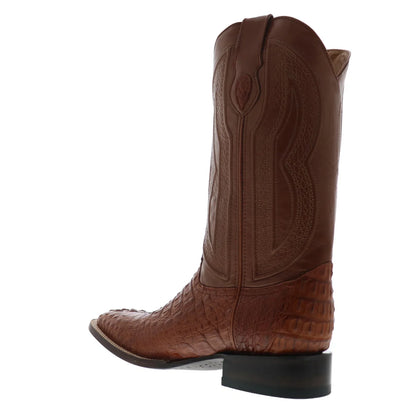 Ferrini Caiman Crocodile S-Toe 1049302 Mens Brown Wide Cowboy Western Boots