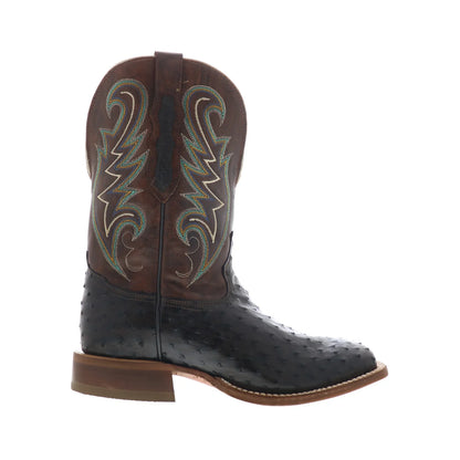 Tony Lama Foster Full Quill Ostrich Made In USA Mens Black Wide Western Boots