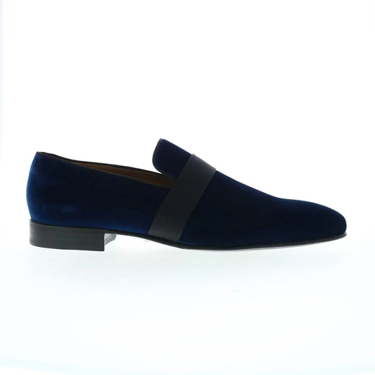 Pastori by Di Bianco Galba Mens Blue Suede Loafers & Slip Ons Casual Shoes