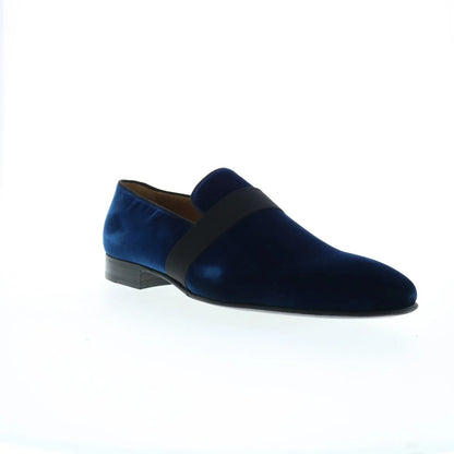 Pastori by Di Bianco Galba Mens Blue Suede Loafers & Slip Ons Casual Shoes