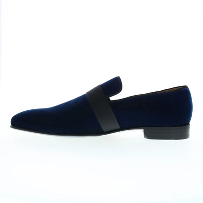 Pastori by Di Bianco Galba Mens Blue Suede Loafers & Slip Ons Casual Shoes