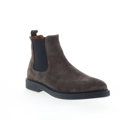 Aquatalia Pietro Waterproof M102829 Mens Gray Suede Slip On Chelsea Boots