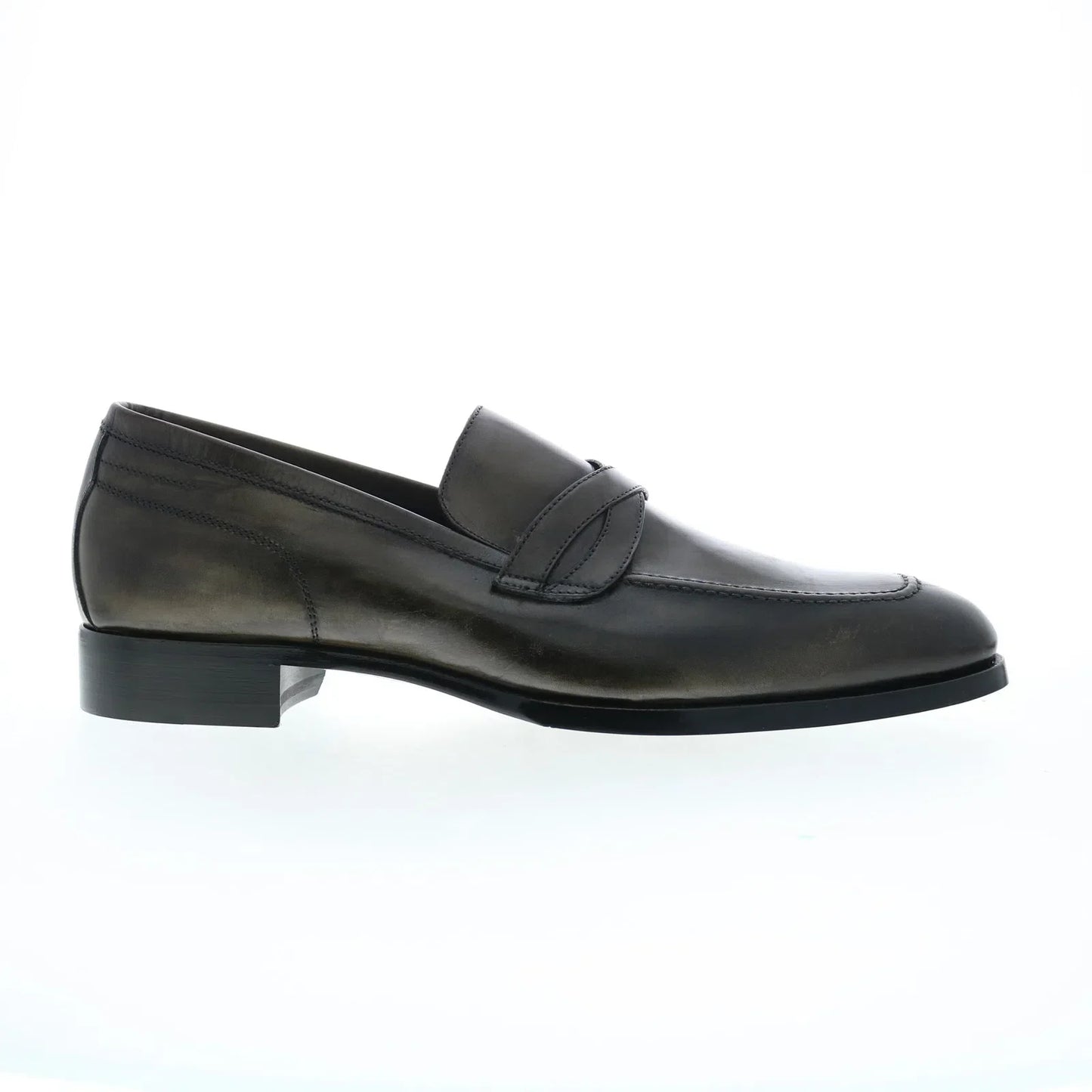 Di Bianco Manzoni Sella Mens Gray Leather Loafers & Slip Ons Penny Shoes