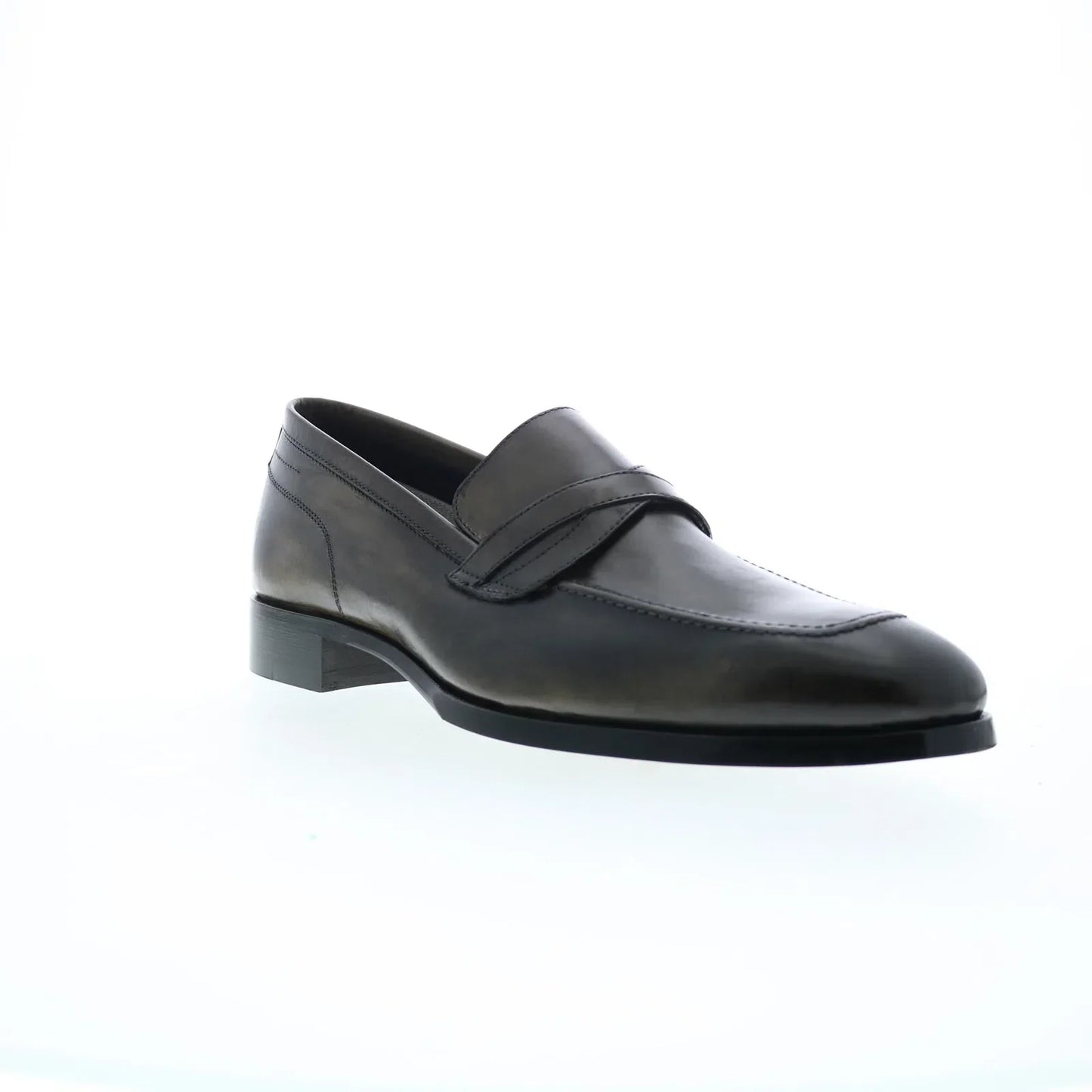 Di Bianco Manzoni Sella Mens Gray Leather Loafers & Slip Ons Penny Shoes