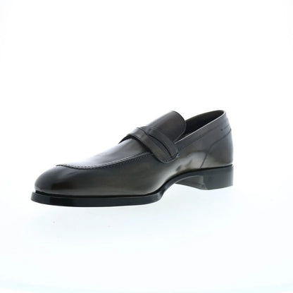 Di Bianco Manzoni Sella Mens Gray Leather Loafers & Slip Ons Penny Shoes