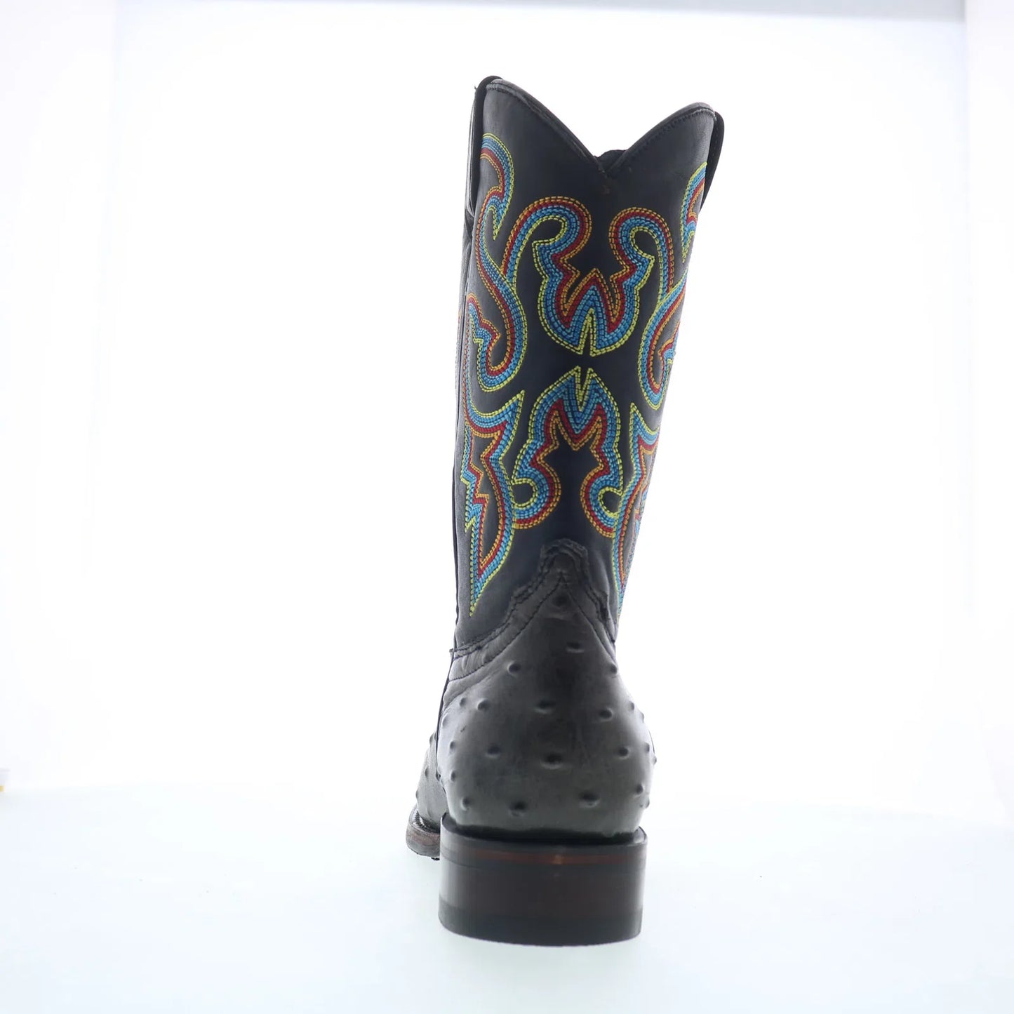 Dingo Ranger Ostrich Print Leather DI-131 Mens Black Cowboy Western Boots