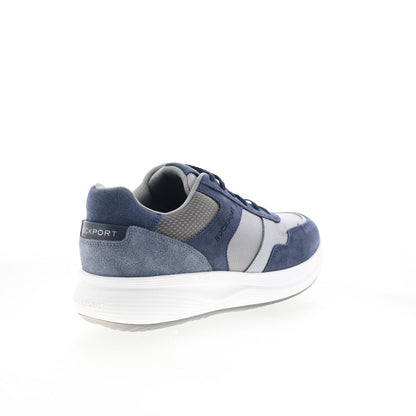 Rockport DMX Corvin Mens Blue Wide Suede Lace Up Lifestyle Sneakers Shoes
