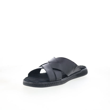 Rockport Jaya RMJAYA Mens Black Leather Slip On Slides Sandals Shoes