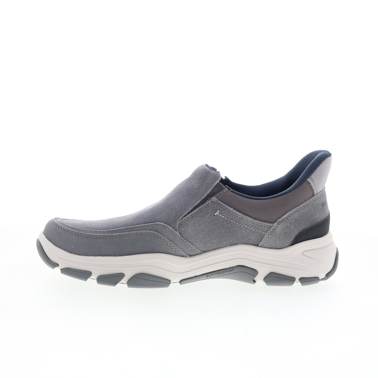 Rockport Reece Mens Gray Leather Slip On Lifestyle Sneakers Shoes