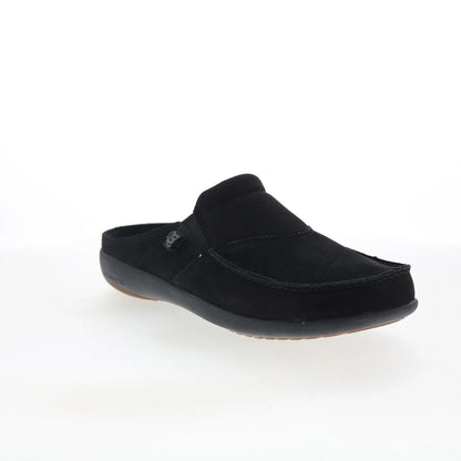 Spenco Siesta Slide Nubuck SP2011BLK Mens Black Clogs Slippers Shoes