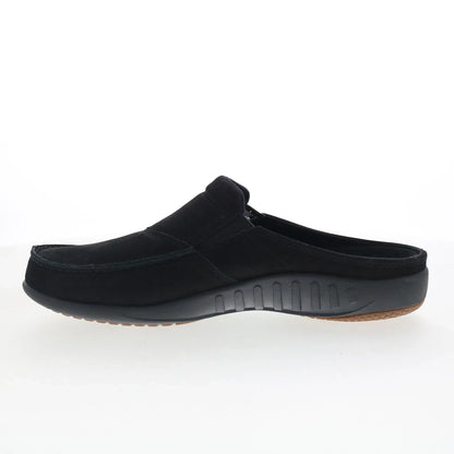 Spenco Siesta Slide Nubuck SP2011BLK Mens Black Clogs Slippers Shoes