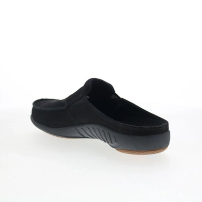 Spenco Siesta Slide Nubuck SP2011BLK Mens Black Clogs Slippers Shoes